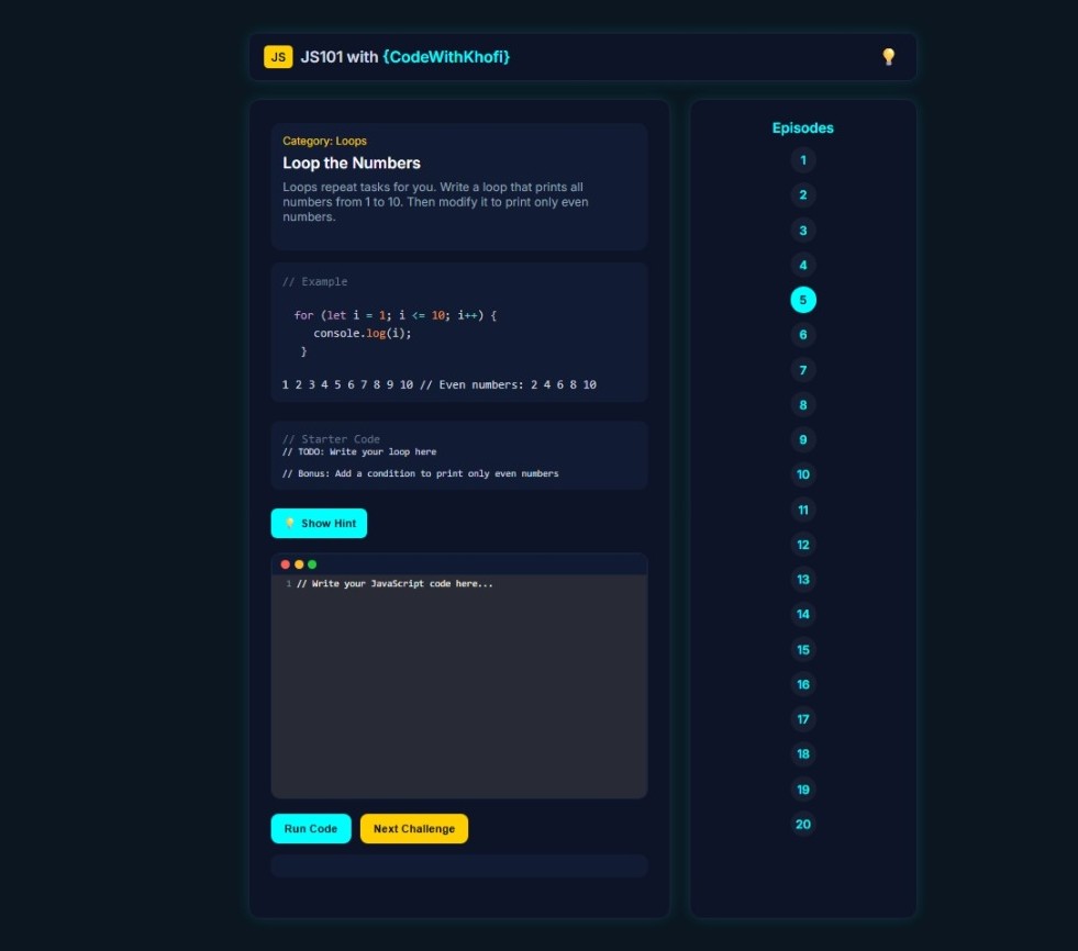 JS101 Code Playground